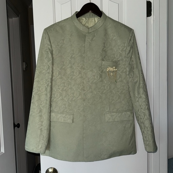 Traditional Indian Jacket - Sage Green - Picture 2 of 6